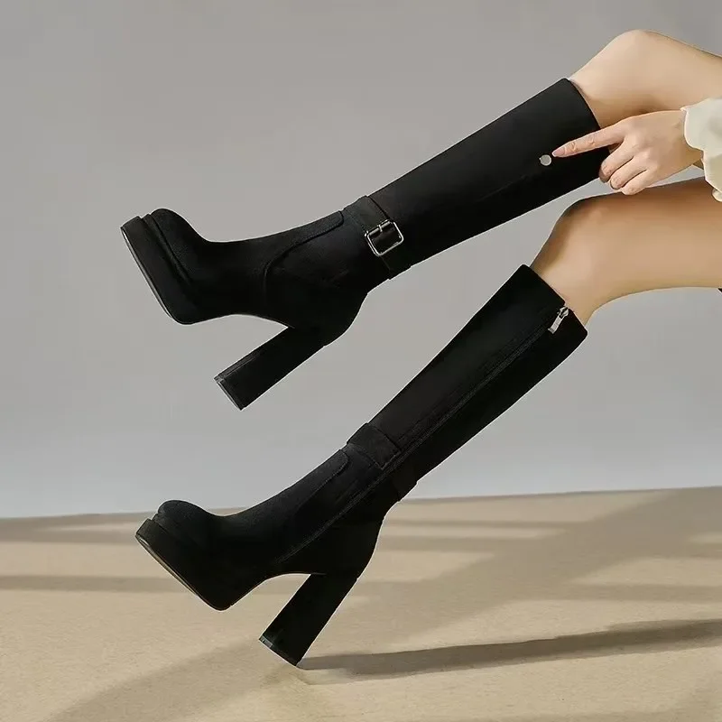 Femmes plate-forme épais talon - Knee High Boots Women avis et prix